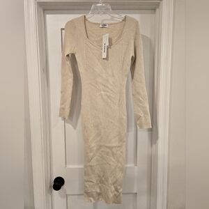 Workshop Republic Clothing Cream Long Sleeve Sweater Dress